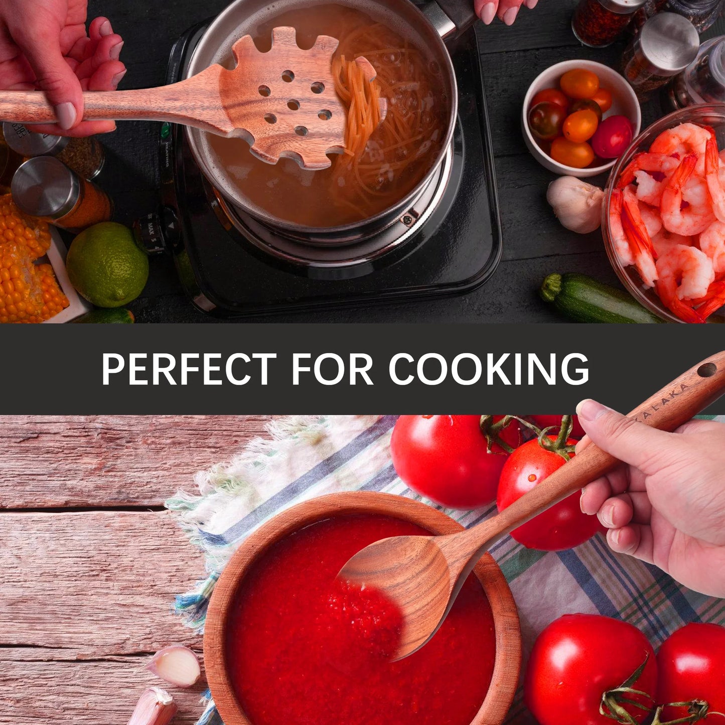 Wooden Spoons for Cooking,12 Pack Wooden Utensils for Cooking Wooden Kitchen Utensils Set Wooden Cooking Utensils Natural Teak Wooden Spatulas for Cooking