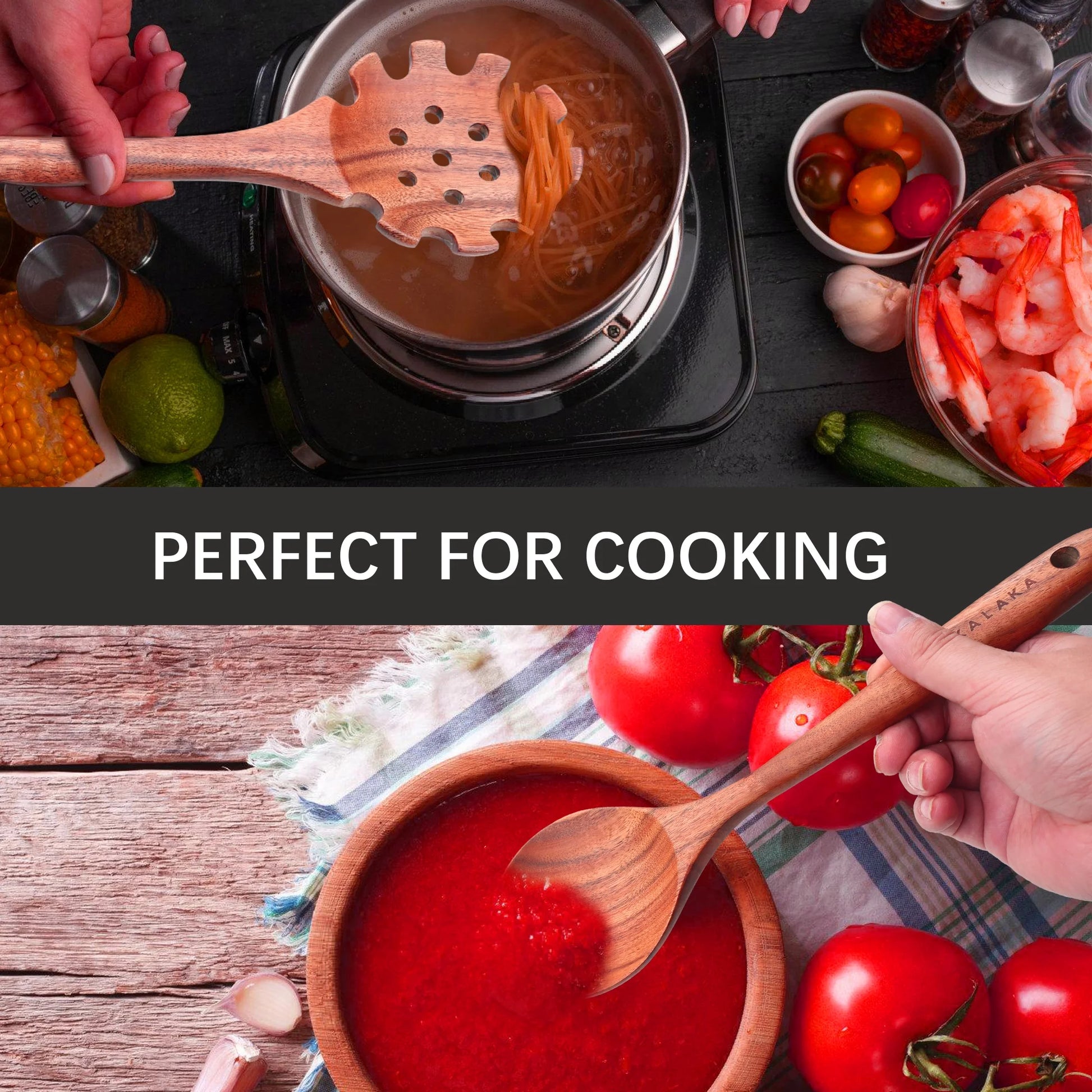 Wooden Spoons for Cooking,12 Pack Wooden Utensils for Cooking Wooden Kitchen Utensils Set Wooden Cooking Utensils Natural Teak Wooden Spatulas for Cooking