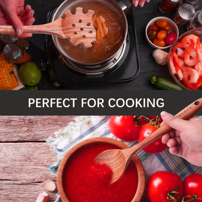 Wooden Spoons for Cooking,12 Pack Wooden Utensils for Cooking Wooden Kitchen Utensils Set Wooden Cooking Utensils Natural Teak Wooden Spatulas for Cooking