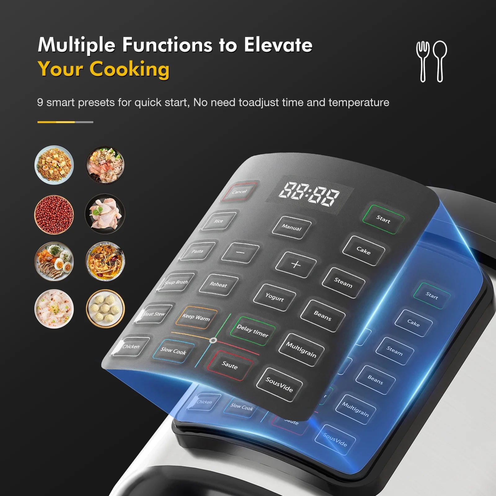 Electric Pressure Cooker 8 Quart, Instant Multi Cooker Stainless Steel Cooker