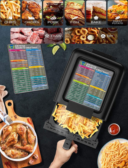 Air Fryer Magnetic Cheat Sheet Set Air Fryer Accessories Cooking Times Chart Air Fryer Time Sheet Quick Reference Guide for Cooking and Frying (Elegant Grey)