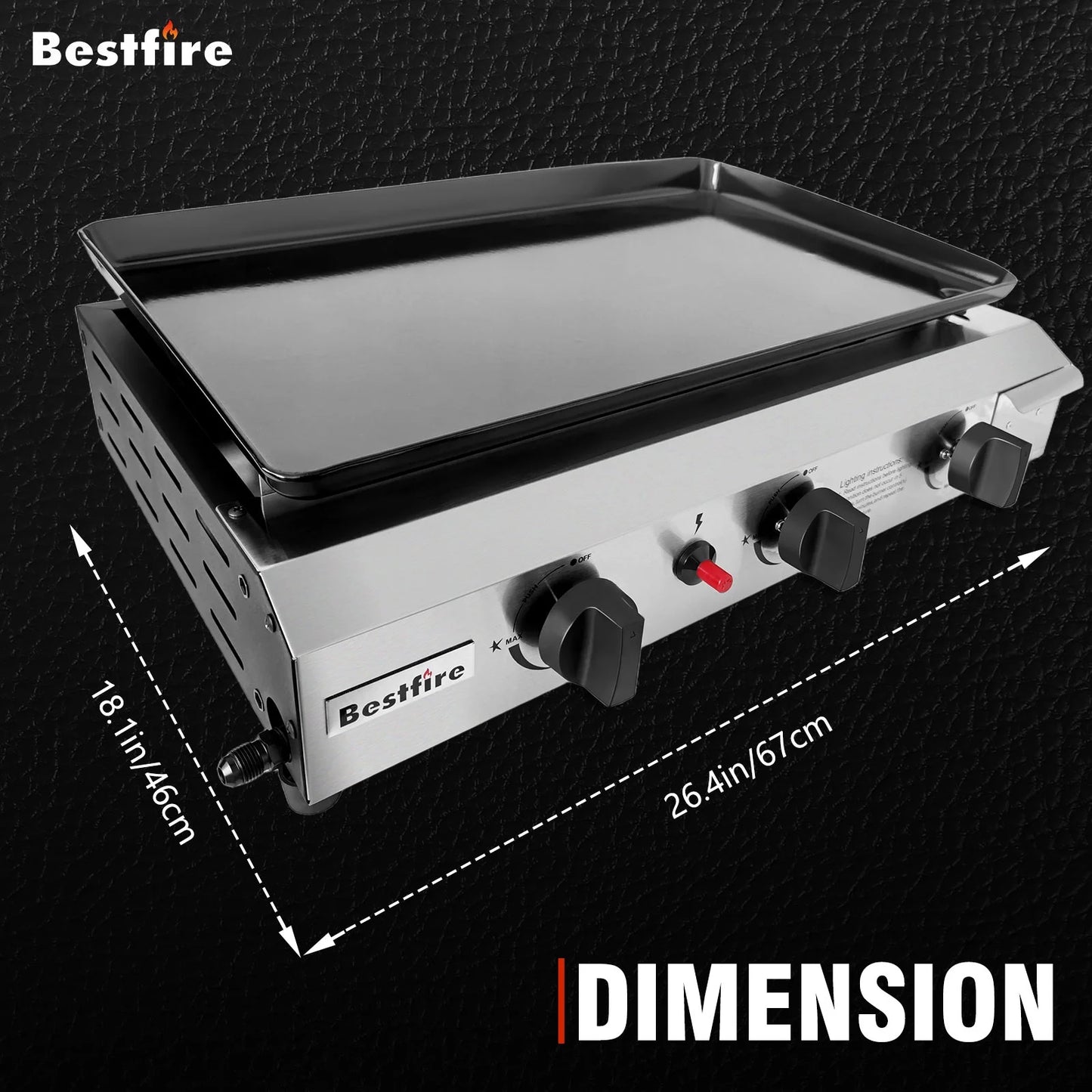 3 Burners Gas Propane Griddle,30000 BTU Outdoor Portable Propane Gas Grill Griddle, Stainless Steel Flat Top Griddle Station for Kitchen, BBQ, Camping Tailgating 23 Inch Flat Top Grill