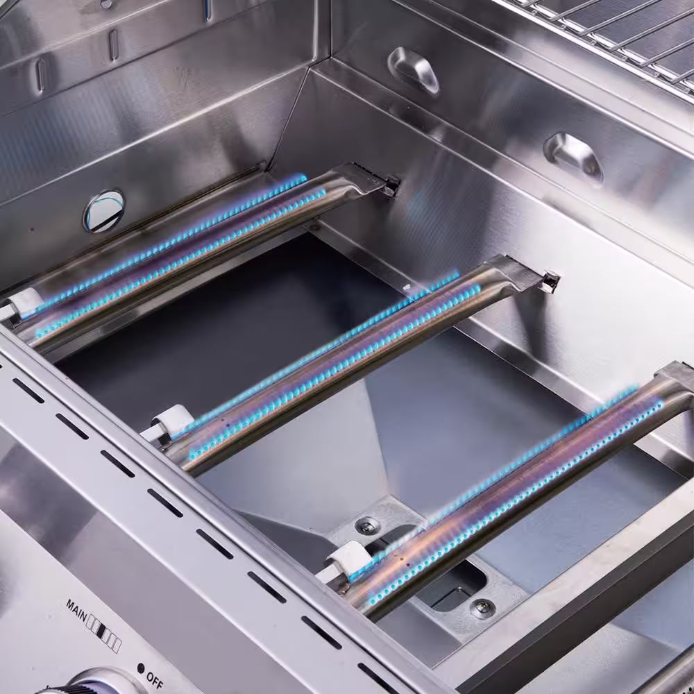 4-Burner Propane Gas Grill in Stainless with LED Controls, Side and Side Sear Burners