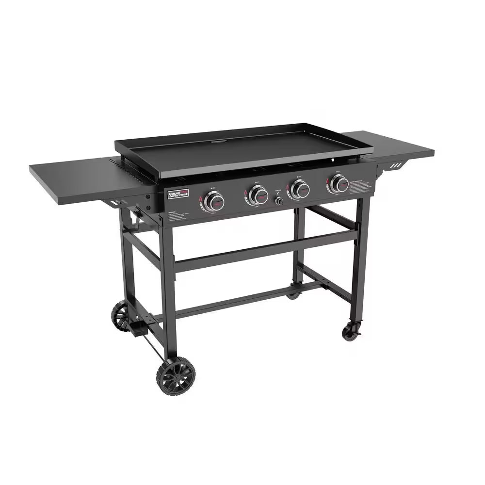 35 In. 4-Burner Flat Top Gas Griddle, 52,000 BTU Cooking Power, Perfect for Outdoor Cooking, Black