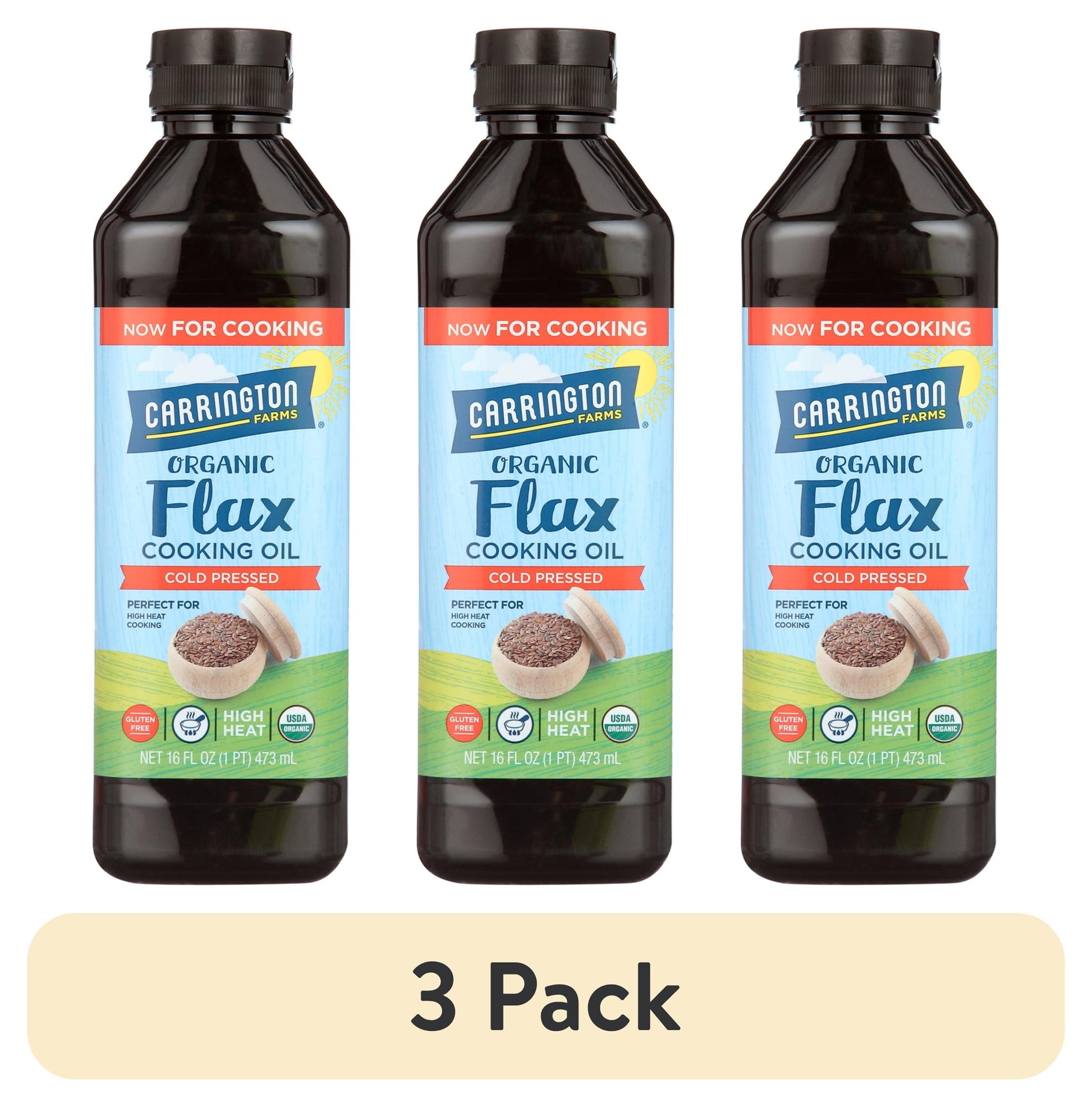 (3 Pack)  Organic Flax Cooking Oil,16Oz