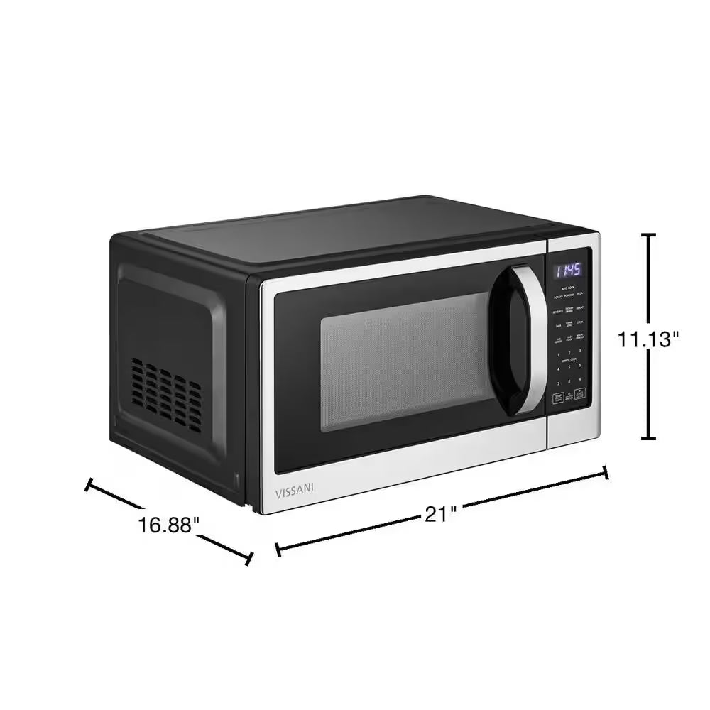 21 In. 1.1 Cu. Ft. 1000-Watt Countertop Microwave Oven in Fingerprint Resistant Stainless Steel and Bar Handle