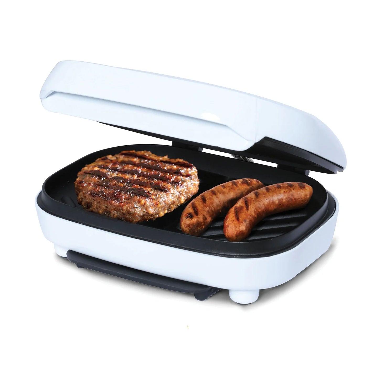 TS-605 Non-Stick 750W Indoor Electric Contact Grill, White
