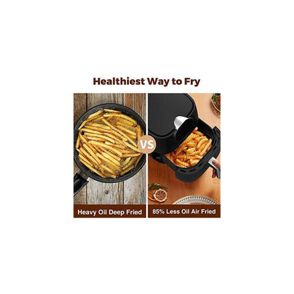 6 Qt. Black Air Fryer with Window, 8-Cooking Functions, Nonstick Basket, Dishwasher Safe, Online Recipes