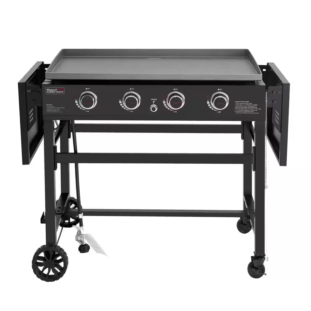 35 In. 4-Burner Flat Top Gas Griddle, 52,000 BTU Cooking Power, Perfect for Outdoor Cooking, Black