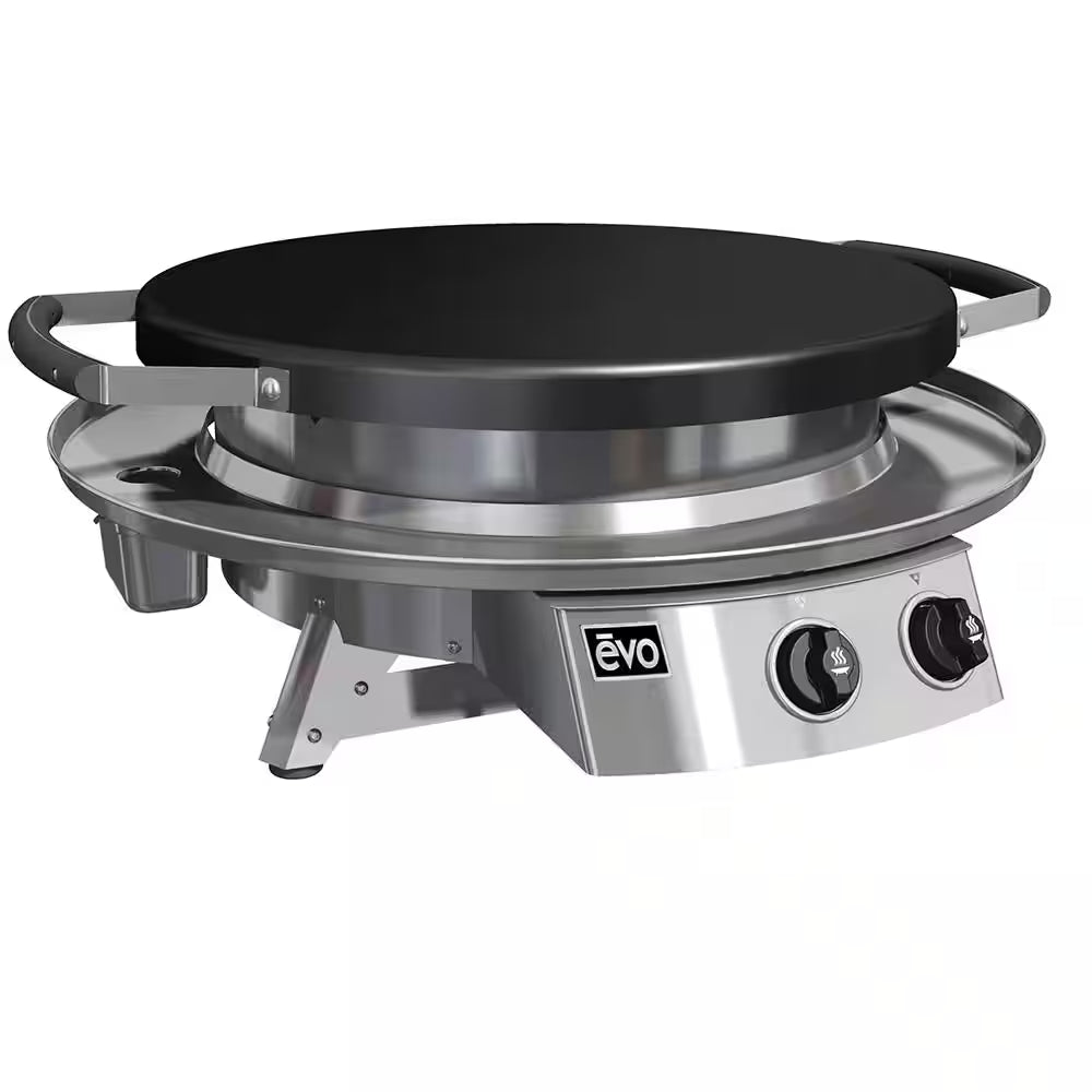Professional Tabletop 2-Burner Natural Gas Grill in Stainless Steel with Flattop