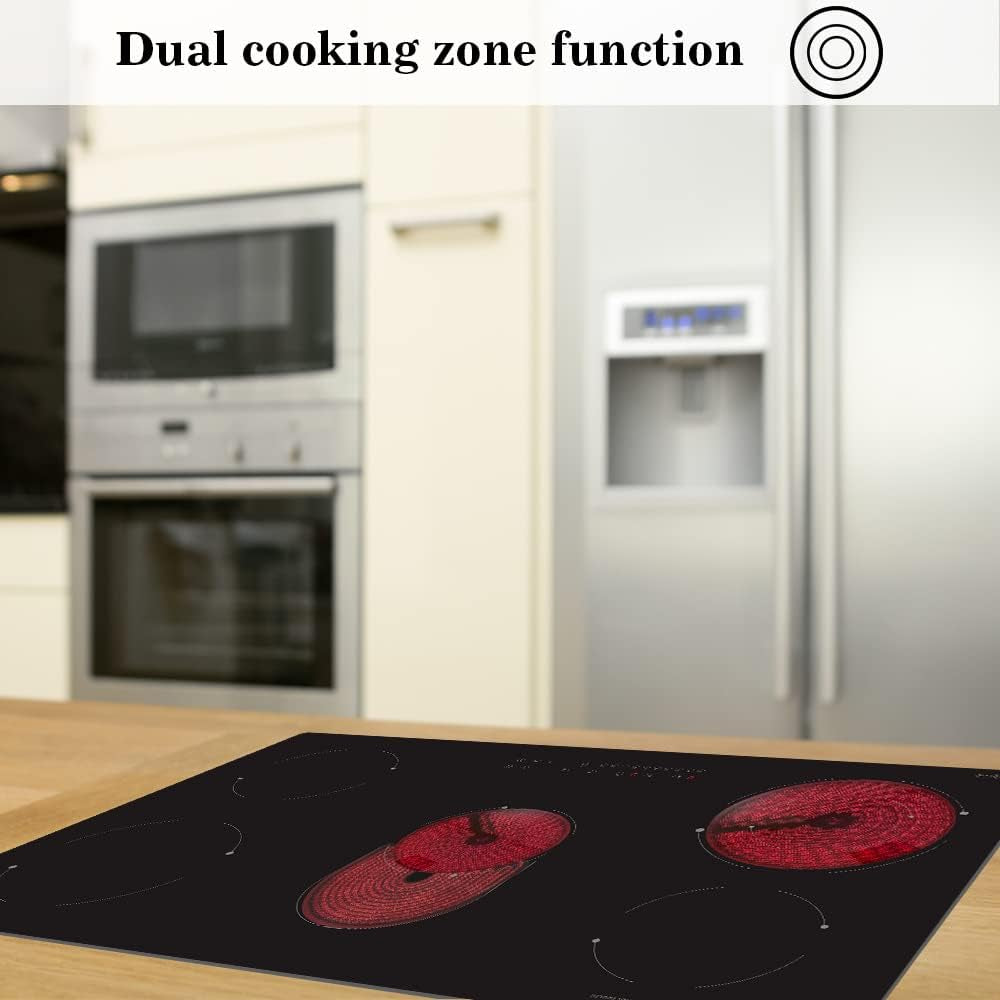 36 Inch Electric Ceramic Cooktop, 5 Burners Radiant Stove Countertop Hardwire Cooker Range Top Black Glass Hot Plate for All Cookwares, No Plug 230V, 8400W