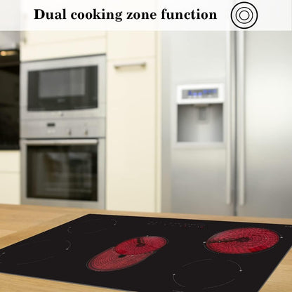 36 Inch Electric Ceramic Cooktop, 5 Burners Radiant Stove Countertop Hardwire Cooker Range Top Black Glass Hot Plate for All Cookwares, No Plug 230V, 8400W