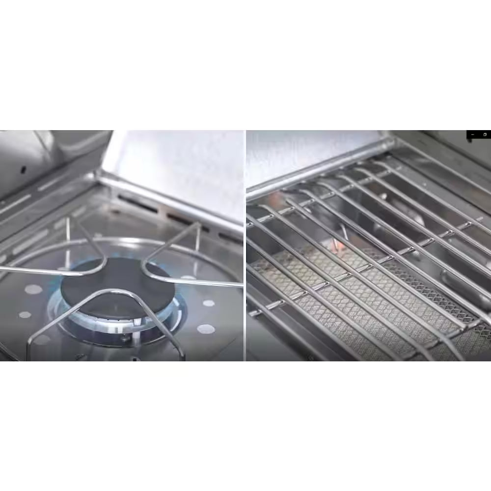 4-Burner Propane Gas Grill in Stainless with LED Controls, Side and Side Sear Burners