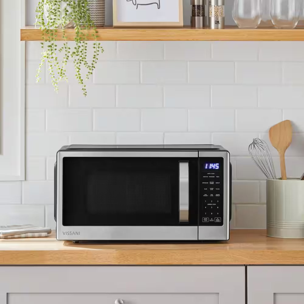 21 In. 1.1 Cu. Ft. 1000-Watt Countertop Microwave Oven in Fingerprint Resistant Stainless Steel and Bar Handle