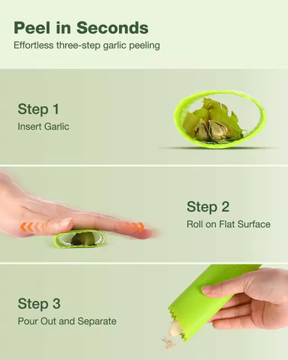 Garlic Press & Peeler Set - Stainless Steel Rocker Garlic Crusher, Easy Kitchen Gadget for Effortless Smashing