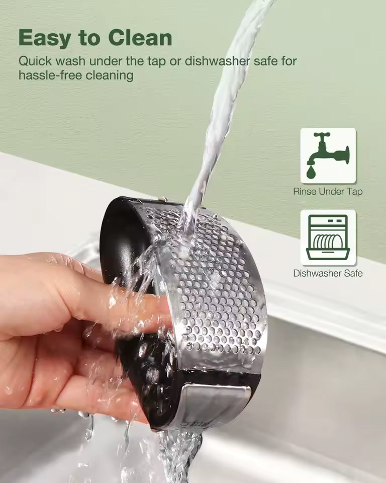 Garlic Press & Peeler Set - Stainless Steel Rocker Garlic Crusher, Easy Kitchen Gadget for Effortless Smashing