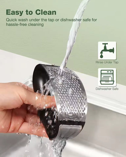 Garlic Press & Peeler Set - Stainless Steel Rocker Garlic Crusher, Easy Kitchen Gadget for Effortless Smashing