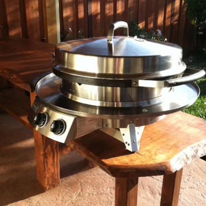 Professional Tabletop 2-Burner Natural Gas Grill in Stainless Steel with Flattop