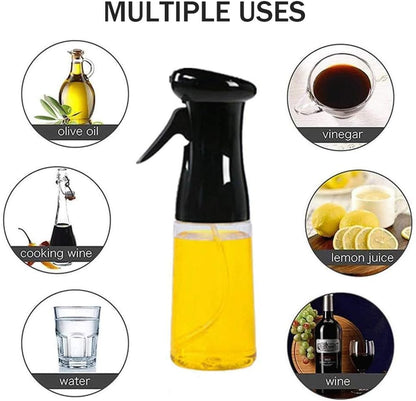 Oil Sprayer for Cooking, 7Oz/210Ml Olive Oil Spray Bottle Dispenser, BBQ Cooking Spray Bottle for Cooking, Baking, Salad, Air Fryer, Roasting (Black)