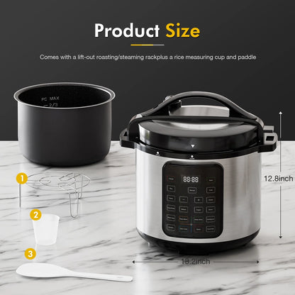 Electric Pressure Cooker 8 Quart, Instant Multi Cooker Stainless Steel Cooker