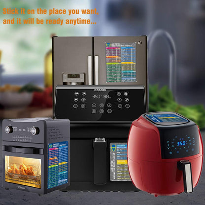 Air Fryer Magnetic Cheat Sheet Set Air Fryer Accessories Cooking Times Chart Air Fryer Time Sheet Quick Reference Guide for Cooking and Frying (Elegant Grey)