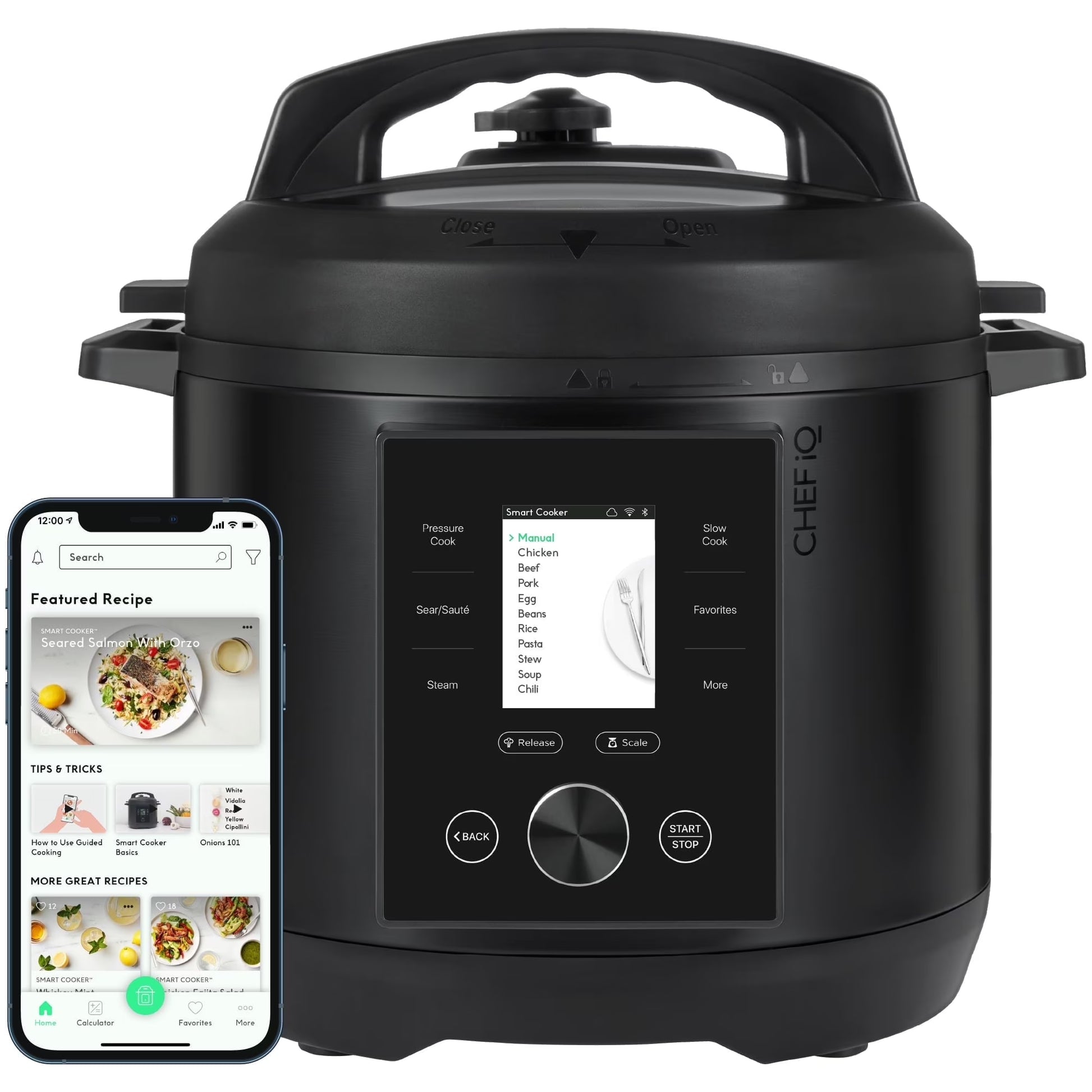 Multi-Function Smart Cooker W/ 10 Functions and Built-In Scale - Black