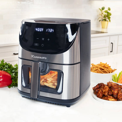 8-Quart Digital Air Fryer,1700W Programmable Air Fryer with 12 Preset Cooking Functions, Touchscreen Controls, Adjustable Temperature & Timer, Viewing Window, Stainless Steel