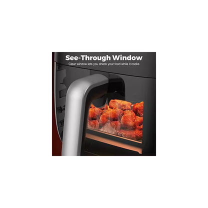 6 Qt. Black Air Fryer with Window, 8-Cooking Functions, Nonstick Basket, Dishwasher Safe, Online Recipes