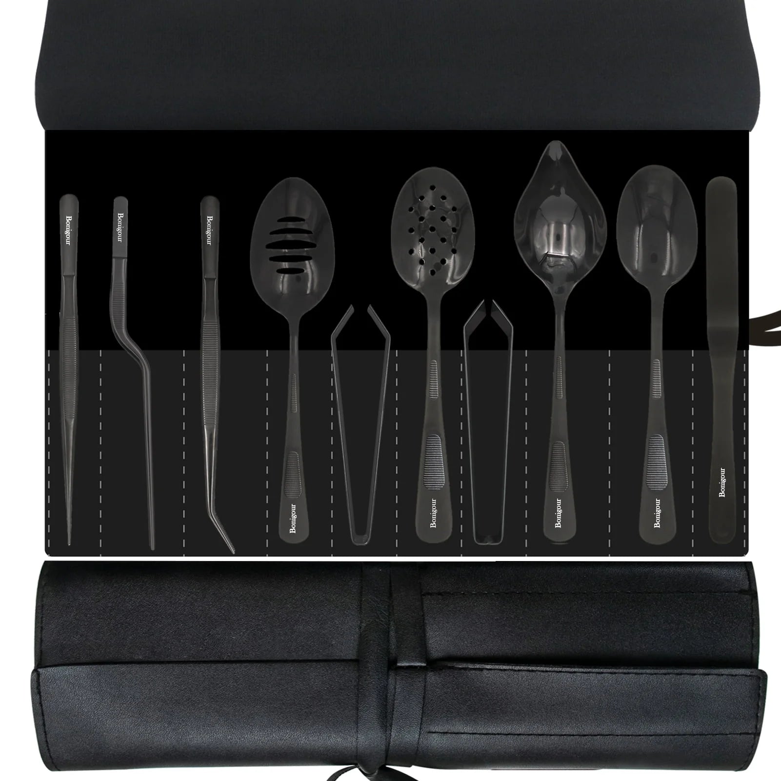 | Plating Tools Culinary Set | 11 Piece Professional Chef Plating Tools Kit | Kitchen Plating Utensils | Modernist Cuisine Food Art | Stainless Steel | Black