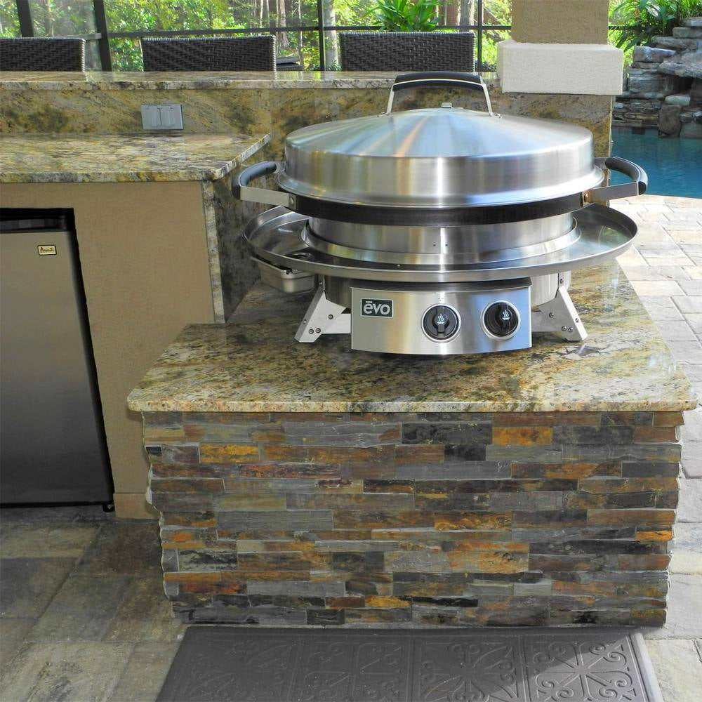 Professional Tabletop 2-Burner Natural Gas Grill in Stainless Steel with Flattop
