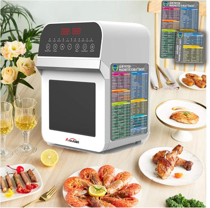 Air Fryer Magnetic Cheat Sheet Set Air Fryer Accessories Cooking Times Chart Air Fryer Time Sheet Quick Reference Guide for Cooking and Frying (Elegant Grey)