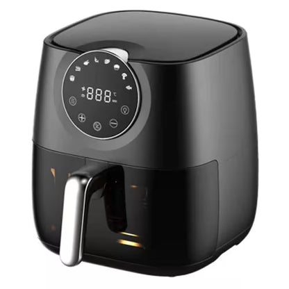 6 Qt. Black Air Fryer with Window, 8-Cooking Functions, Nonstick Basket, Dishwasher Safe, Online Recipes