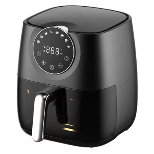 6 Qt. Black Air Fryer with Window, 8-Cooking Functions, Nonstick Basket, Dishwasher Safe, Online Recipes