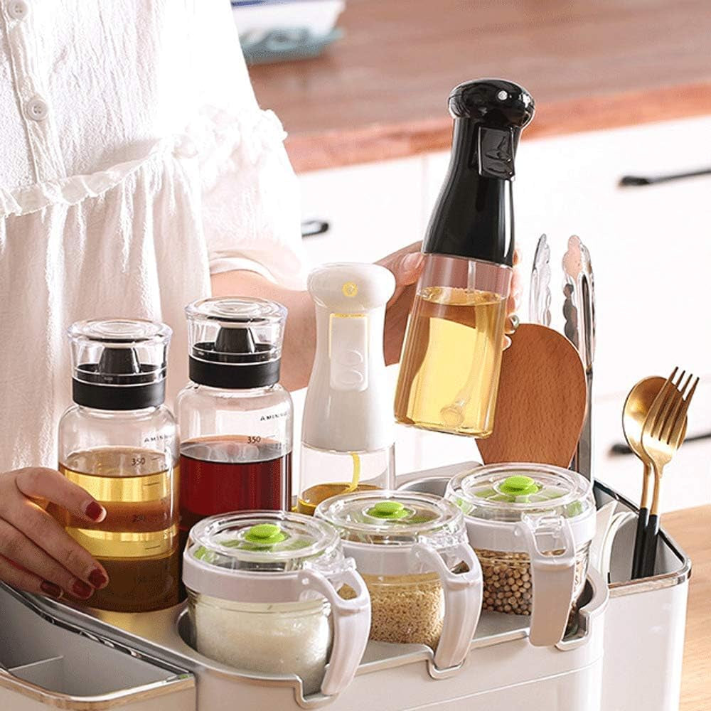 Oil Sprayer for Cooking, 7Oz/210Ml Olive Oil Spray Bottle Dispenser, BBQ Cooking Spray Bottle for Cooking, Baking, Salad, Air Fryer, Roasting (Black)