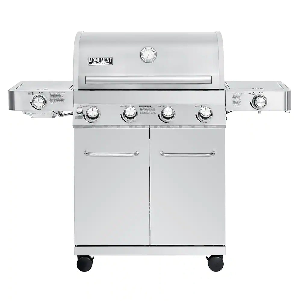 4-Burner Propane Gas Grill in Stainless with LED Controls, Side and Side Sear Burners