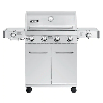 4-Burner Propane Gas Grill in Stainless with LED Controls, Side and Side Sear Burners
